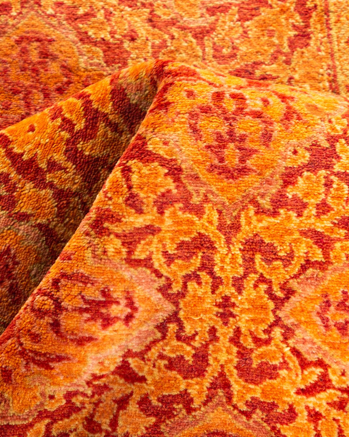 Einzigartiger handgeknüpfter Oriental Mogul Orange Teppich 2' 7