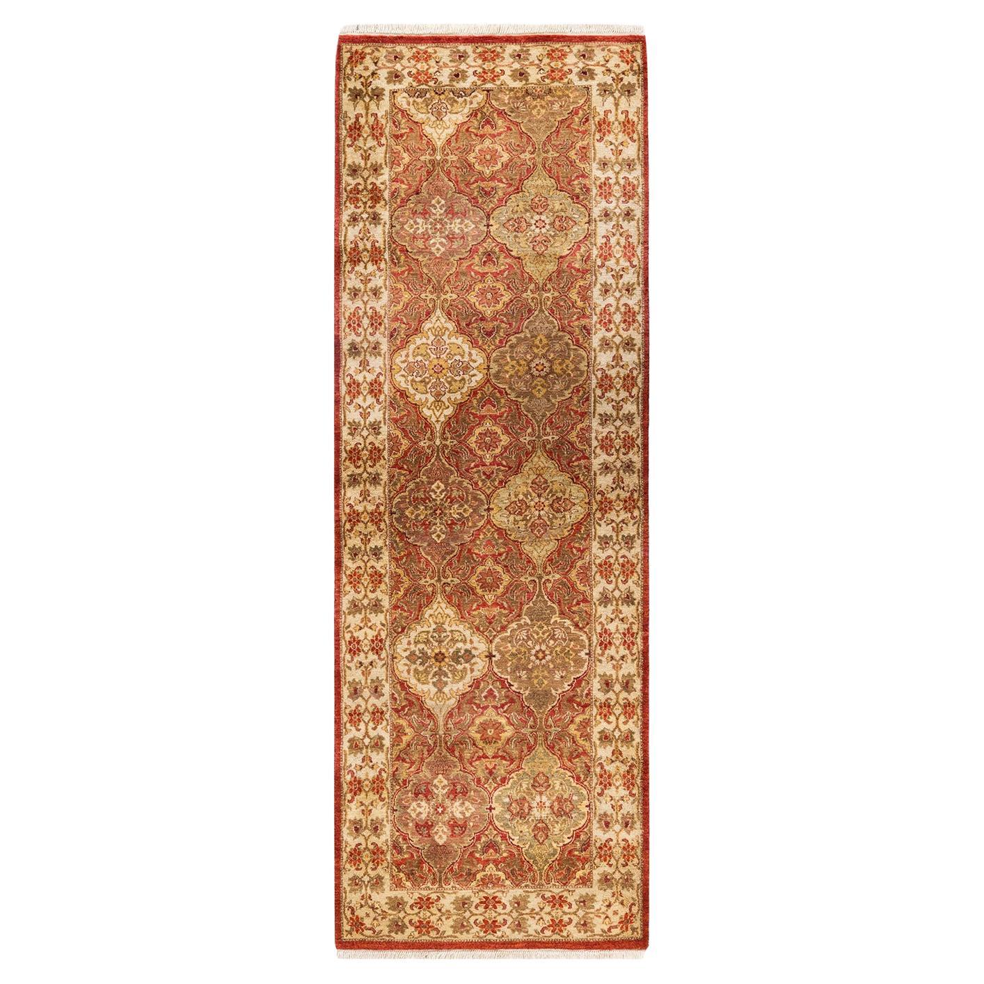Handgeknüpfter, orangefarbener Oriental Mogul Teppich, Unikat im Angebot