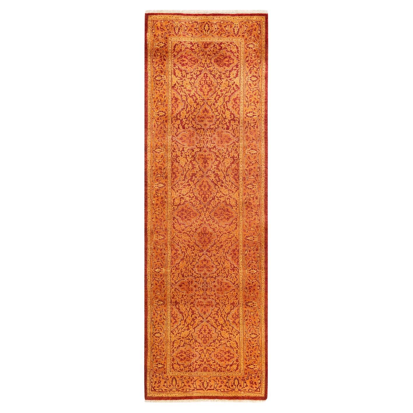 Einzigartiger handgeknüpfter Oriental Mogul Orange Teppich 2' 7"" x 7' 10"" im Angebot