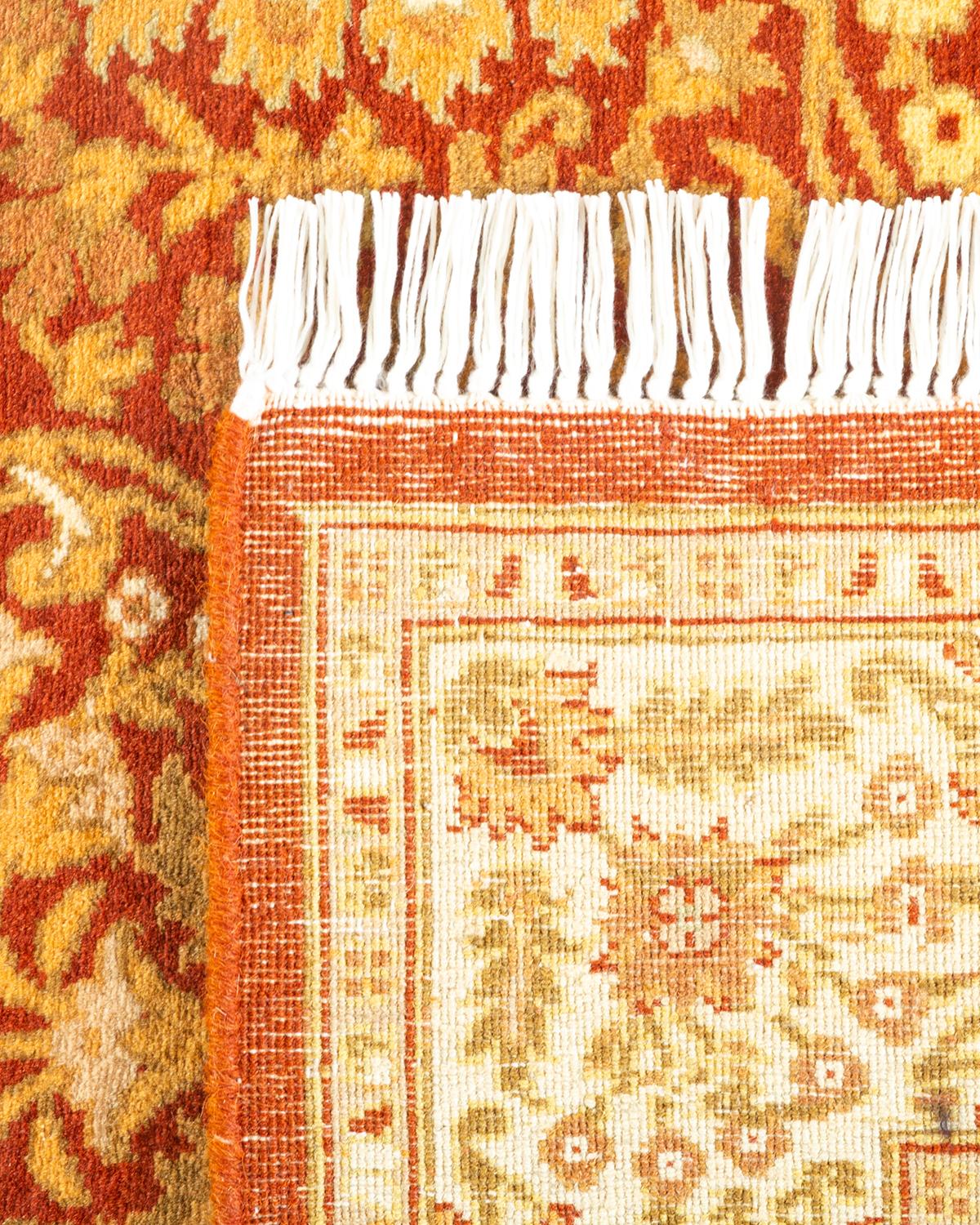 Contemporary One-of-a-Kind Hand Knotted Oriental Mogul Orange Area Rug 2' 7