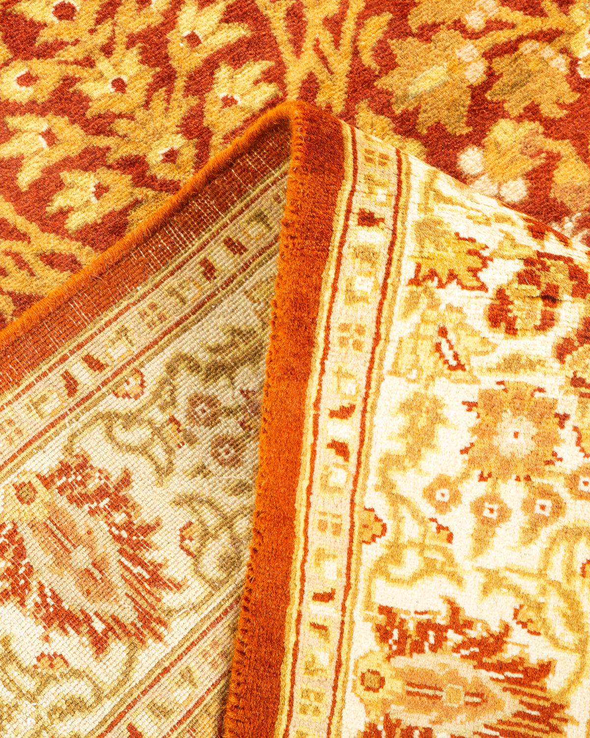 Wool One-of-a-Kind Hand Knotted Oriental Mogul Orange Area Rug 2' 7
