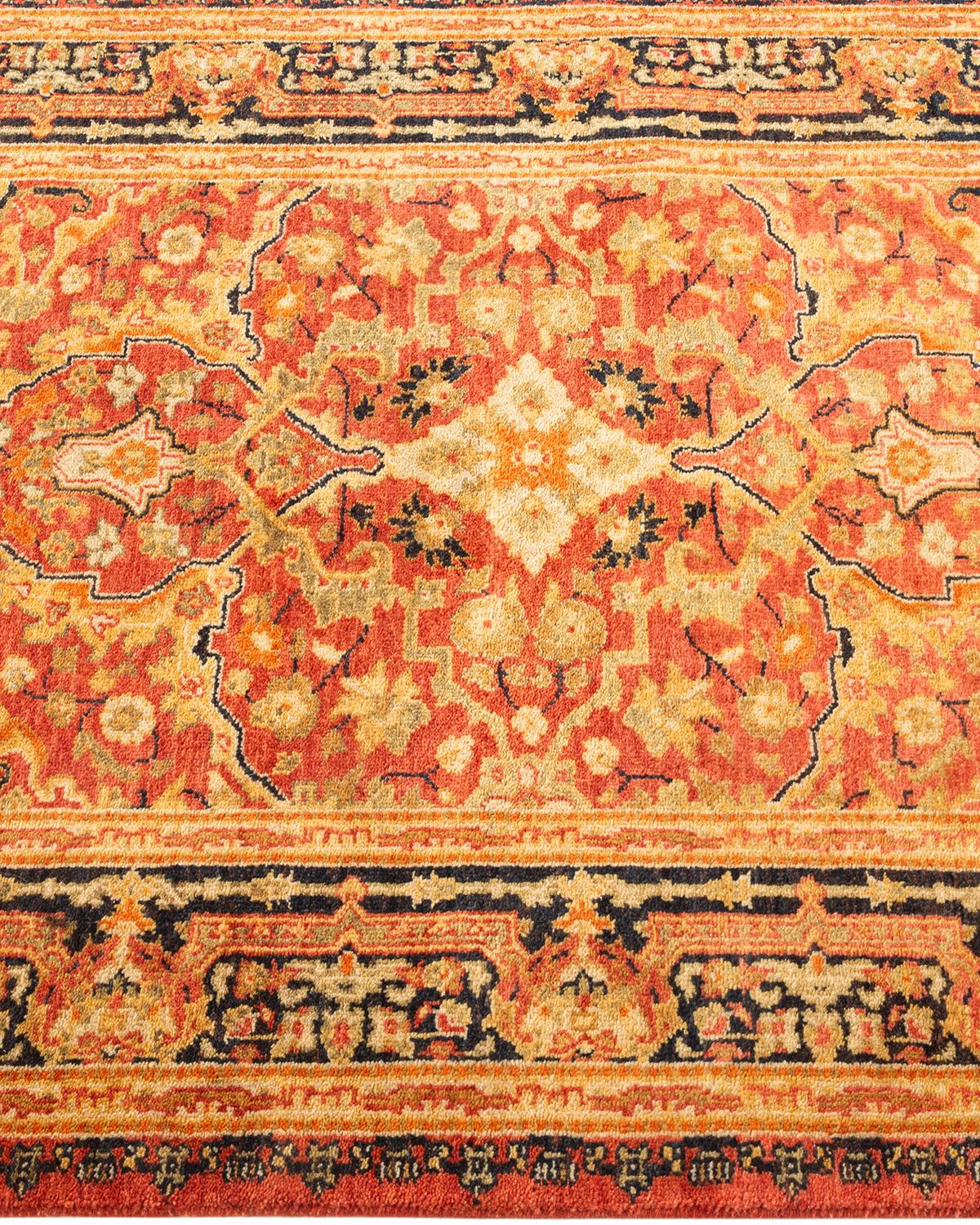 Einzigartiger handgeknüpfter Oriental Mogul Orange Teppich 2' 8