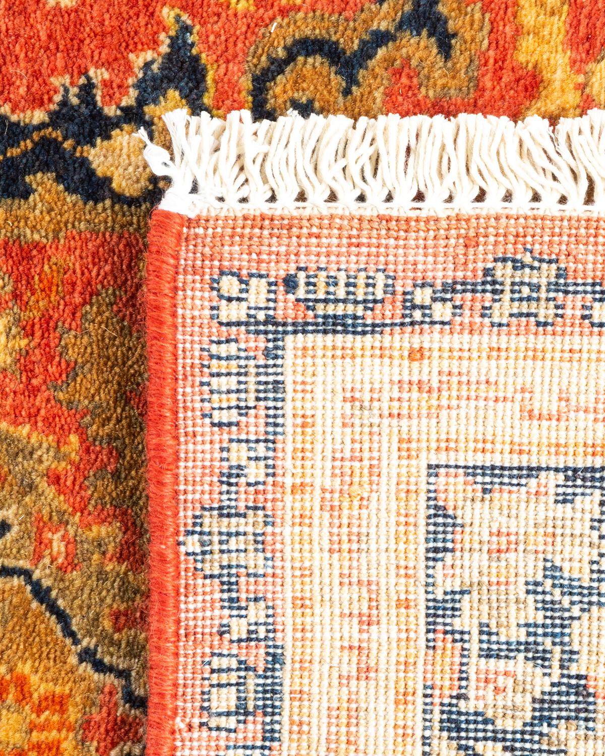 Einzigartiger handgeknüpfter Oriental Mogul Orange Teppich 2' 8