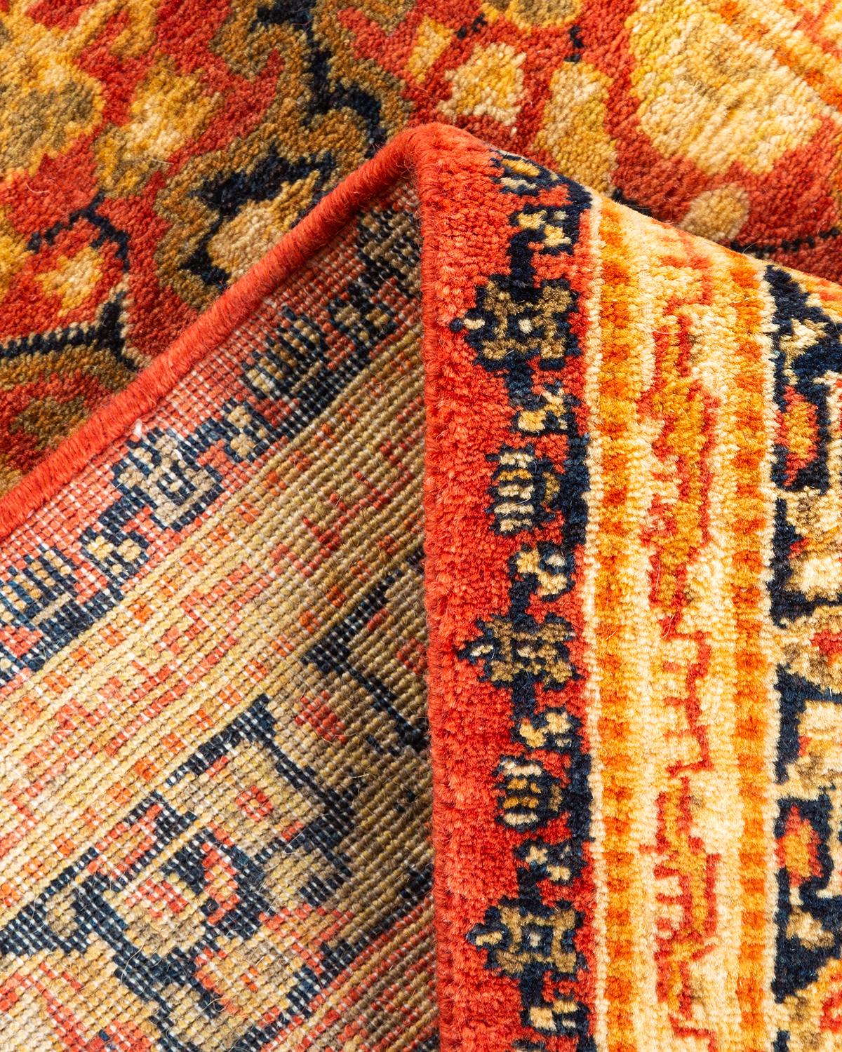 Wool One-Of-A-Kind Hand Knotted Oriental Mogul Orange Area Rug 2' 8