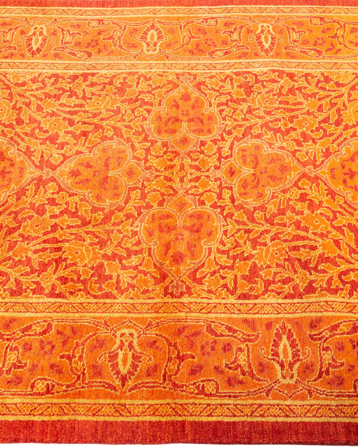 One-of-a-kind Hand Knotted Oriental Mogul Orange Area Rug In New Condition For Sale In Norwalk, CT