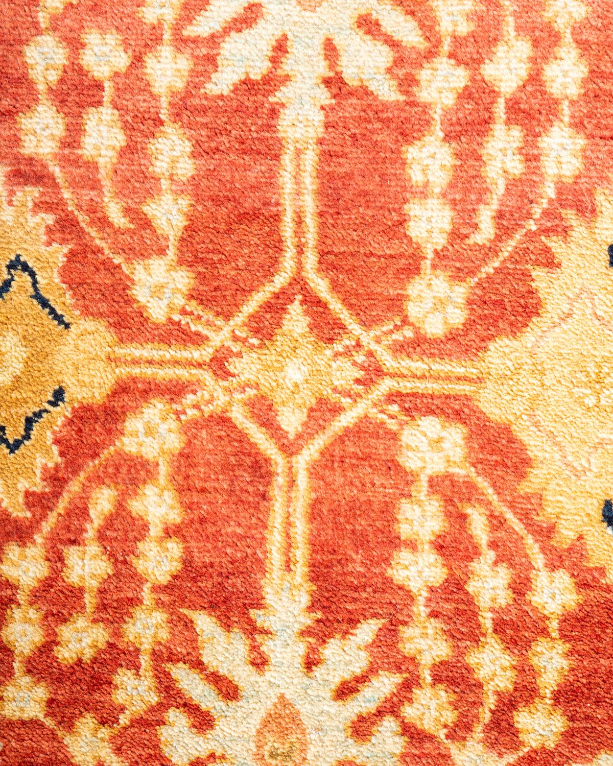 Einzigartiger handgeknüpfter Oriental Mogul Orange Teppich 3' 0