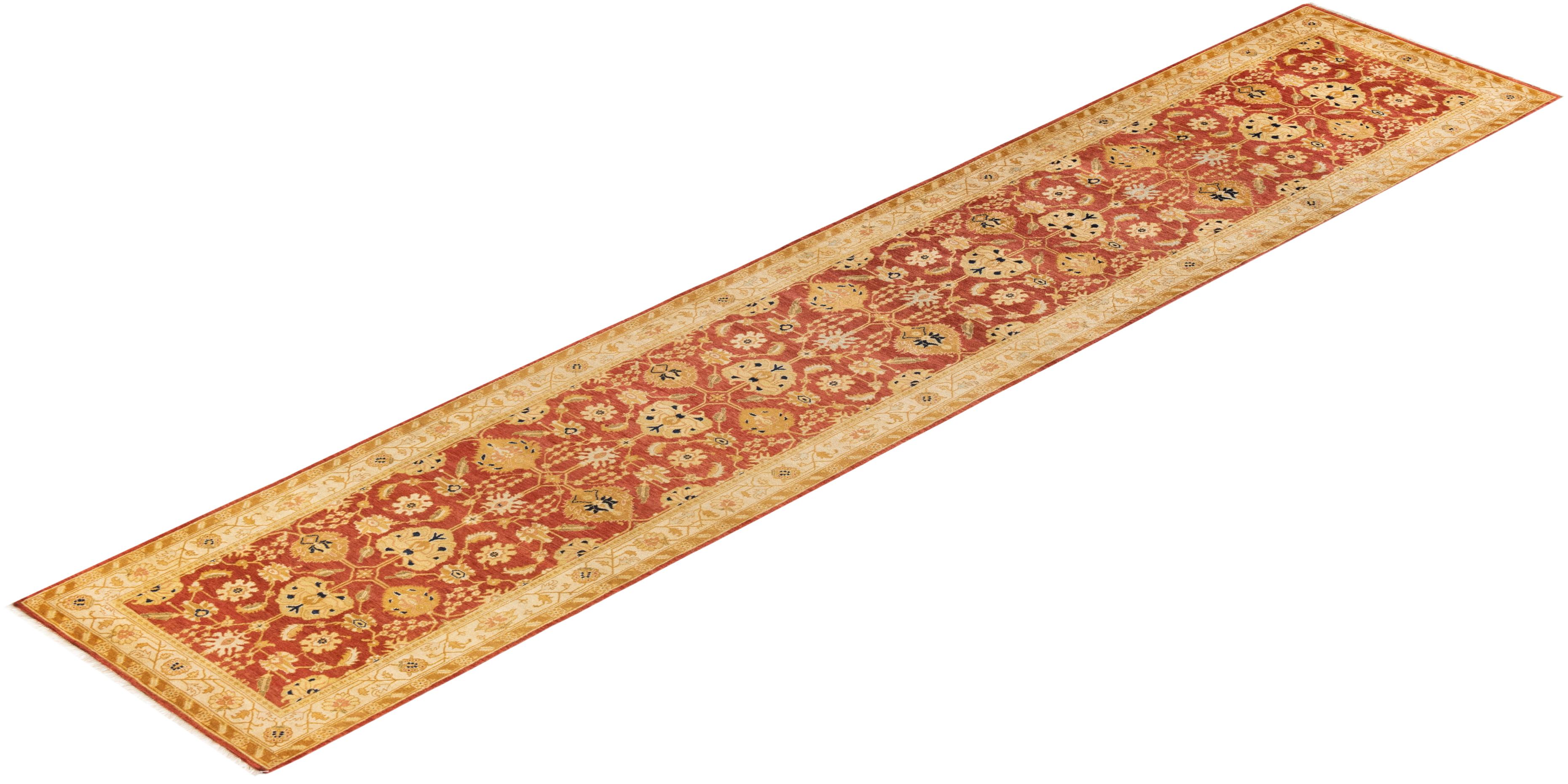 Einzigartiger handgeknüpfter Oriental Mogul Orange Teppich 3' 0
