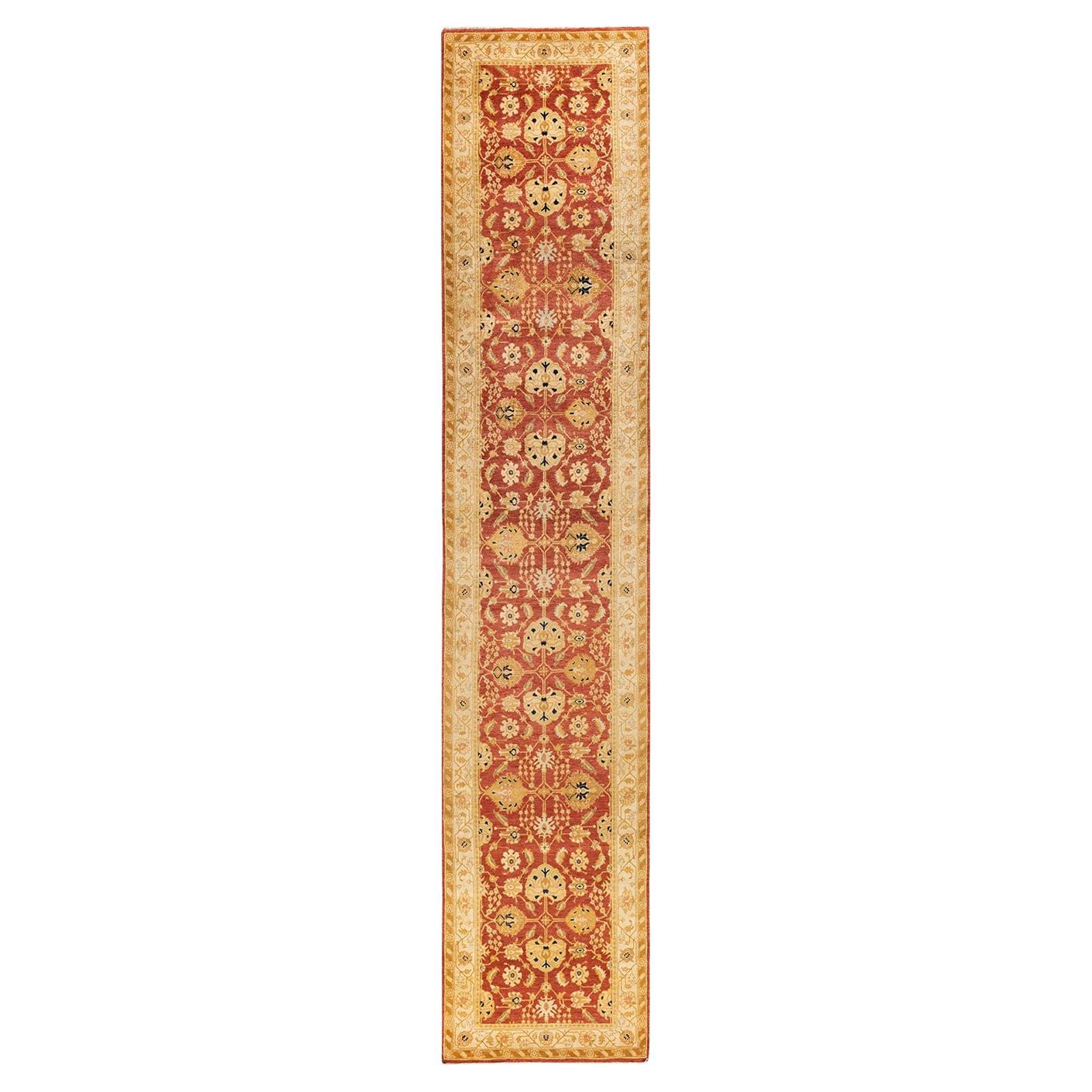 Einzigartiger handgeknüpfter Oriental Mogul Orange Teppich 3' 0"" x 14' 7"" im Angebot