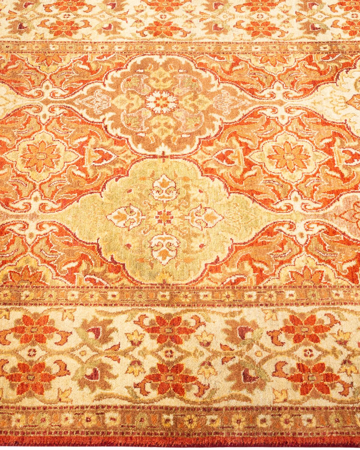 One-Of-A-Kind Hand Knotted Oriental Mogul Orange Area Rug 3' 1