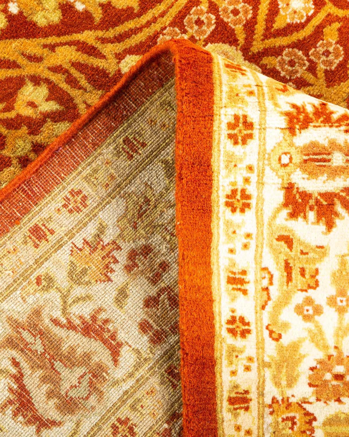 Alfombra Oriental Mogul Naranja Anudada a Mano, Única en su Género Lana en venta