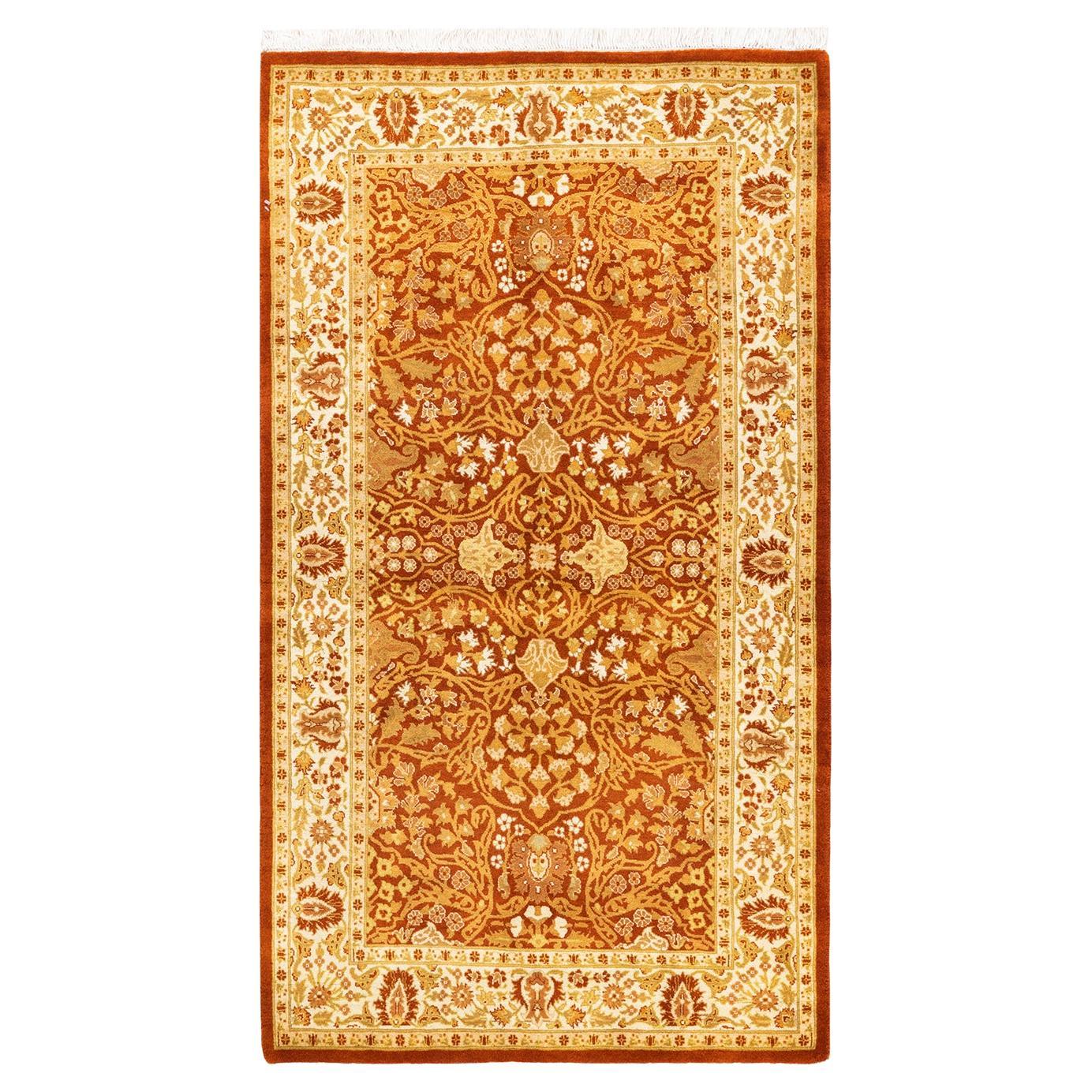 One-of-a-Kind Hand Knotted Oriental Mogul Orange Area Rug