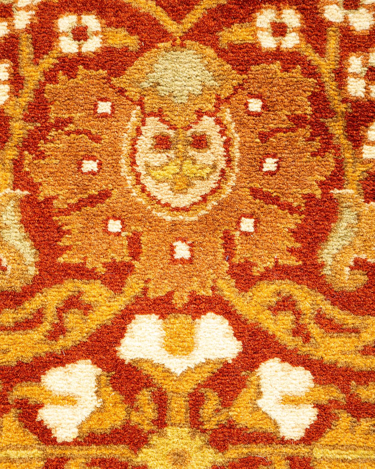 Pakistanais Tapis Oriental Mogul orange noué à la main - Exemplaire unique en vente