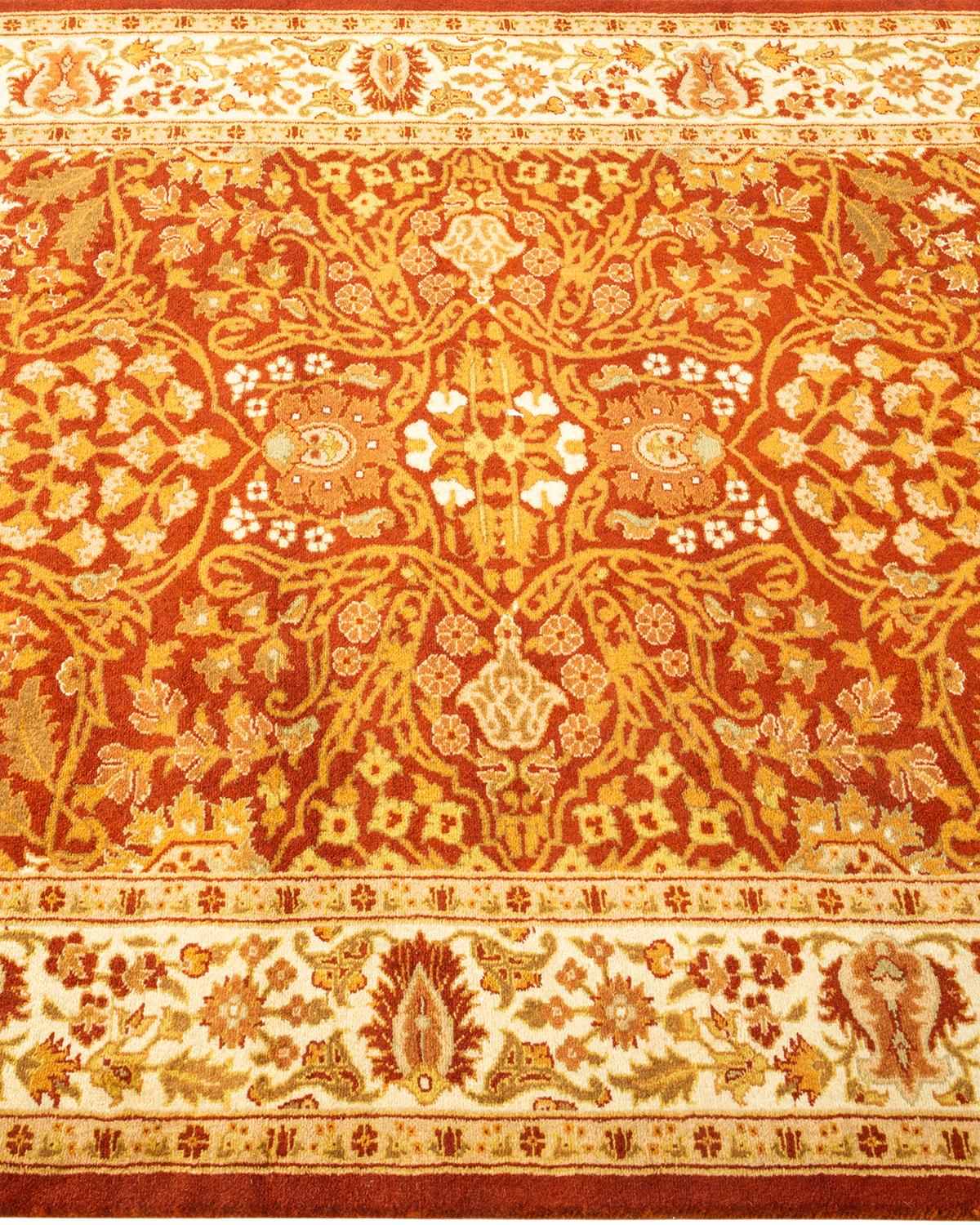 Tapis Oriental Mogul orange noué à la main - Exemplaire unique Neuf - En vente à Norwalk, CT