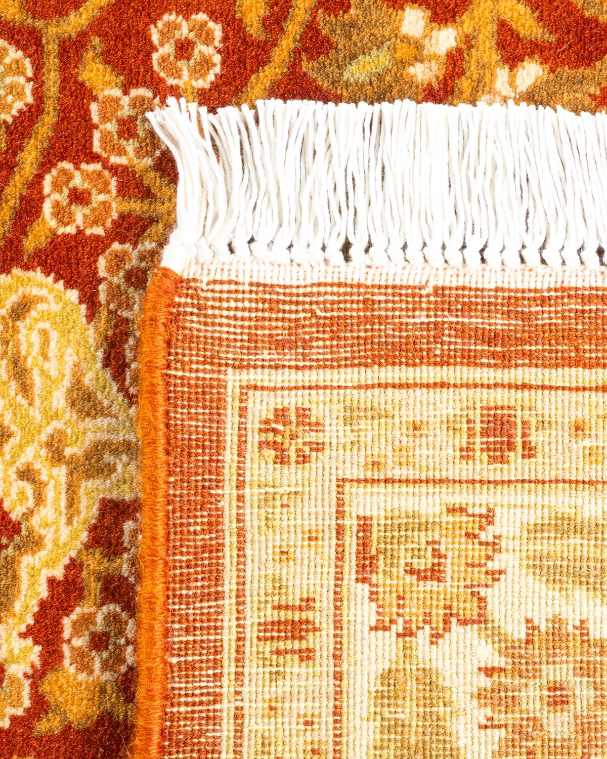 XXIe siècle et contemporain Tapis Oriental Mogul orange noué à la main - Exemplaire unique en vente
