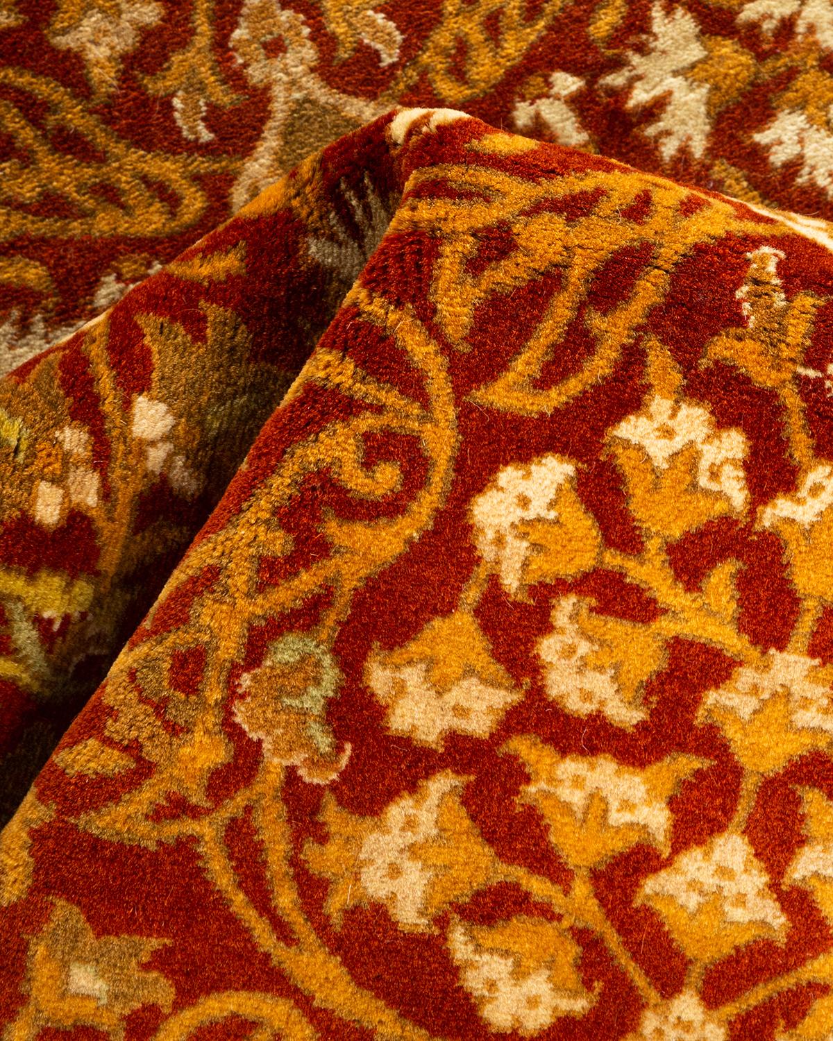 Laine Tapis Oriental Mogul orange noué à la main - Exemplaire unique en vente
