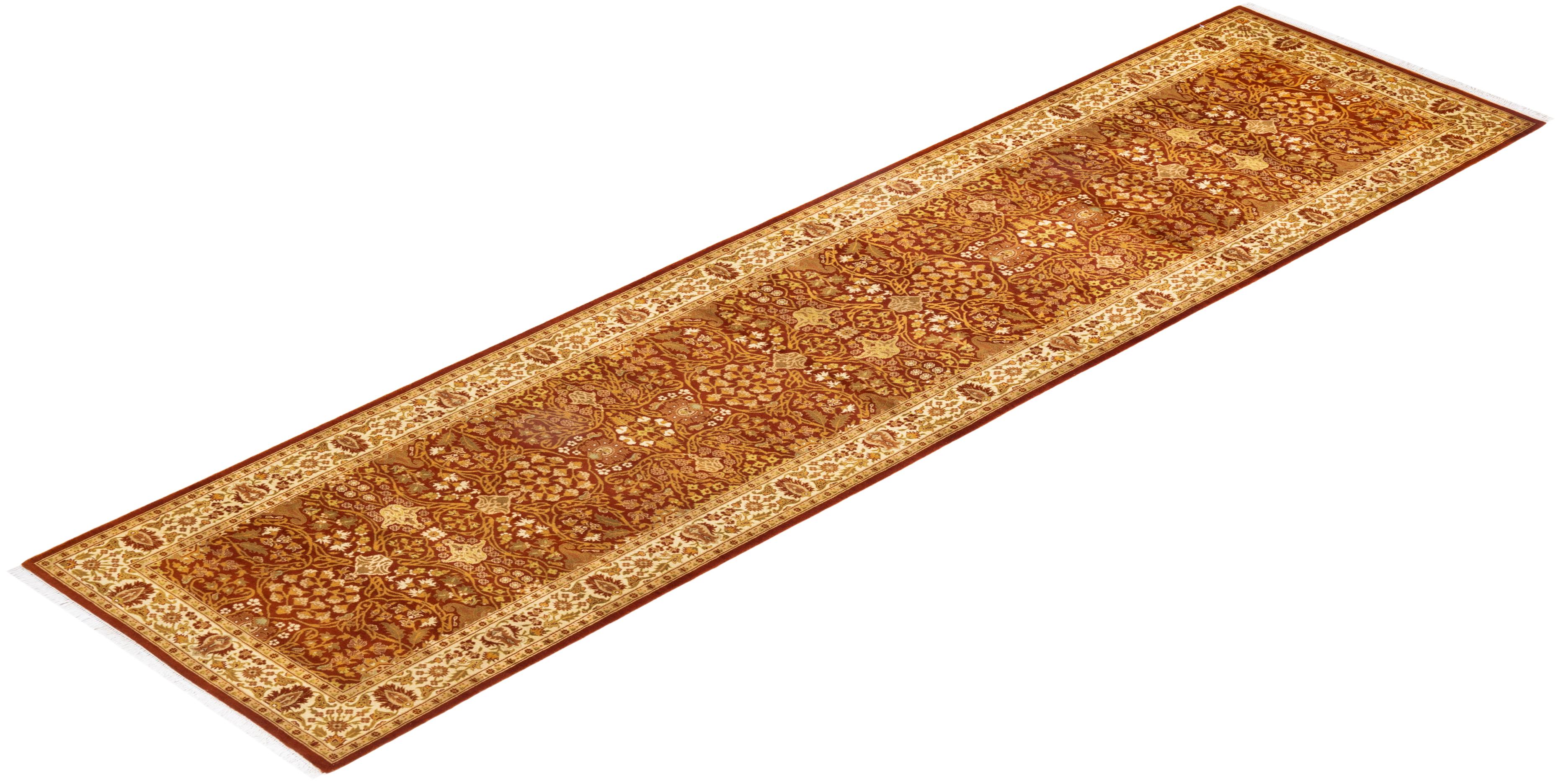 Tapis Oriental Mogul orange noué à la main - Exemplaire unique en vente 2