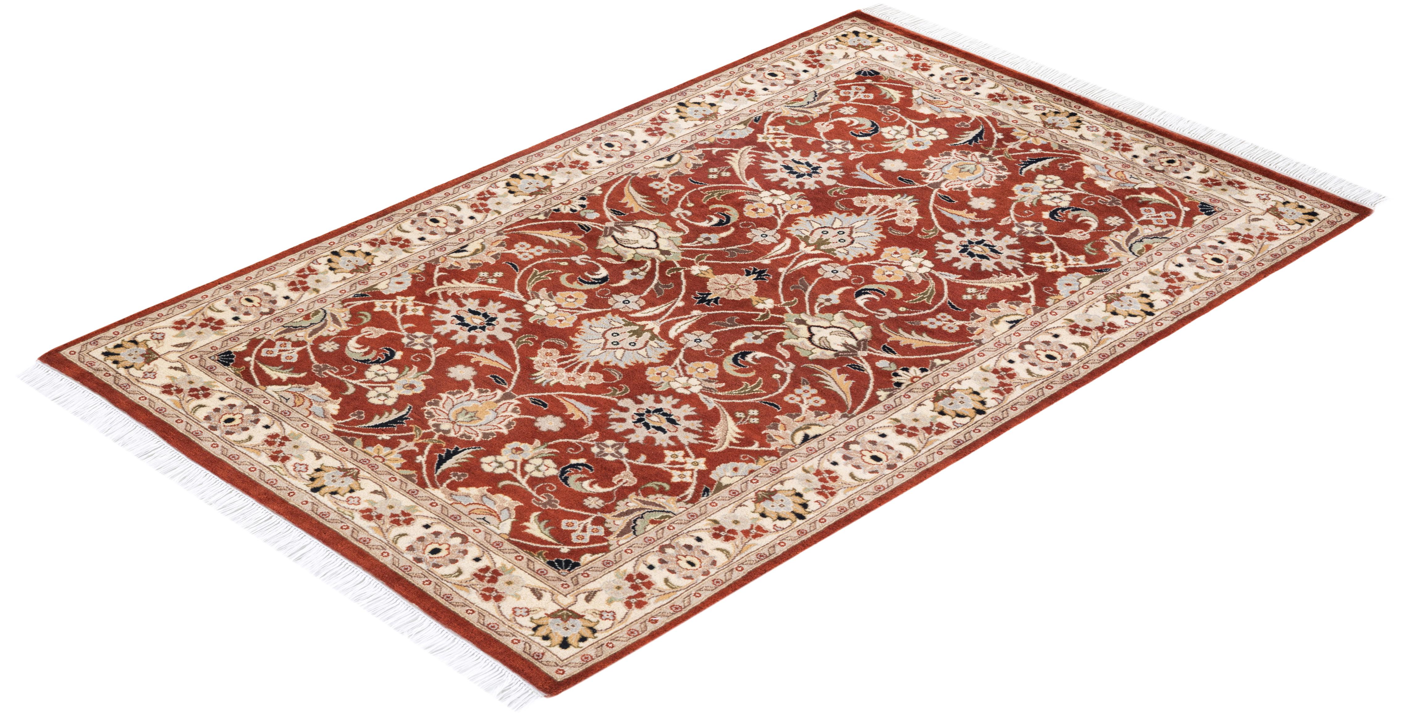 Tappeto d'area arancione Oriental Mogul, unico nel suo genere, annodato a mano in vendita 2