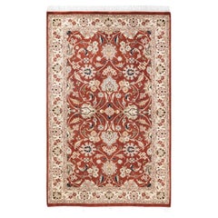 One-of-a-kind Hand Knotted Oriental Mogul Orange Area Rug