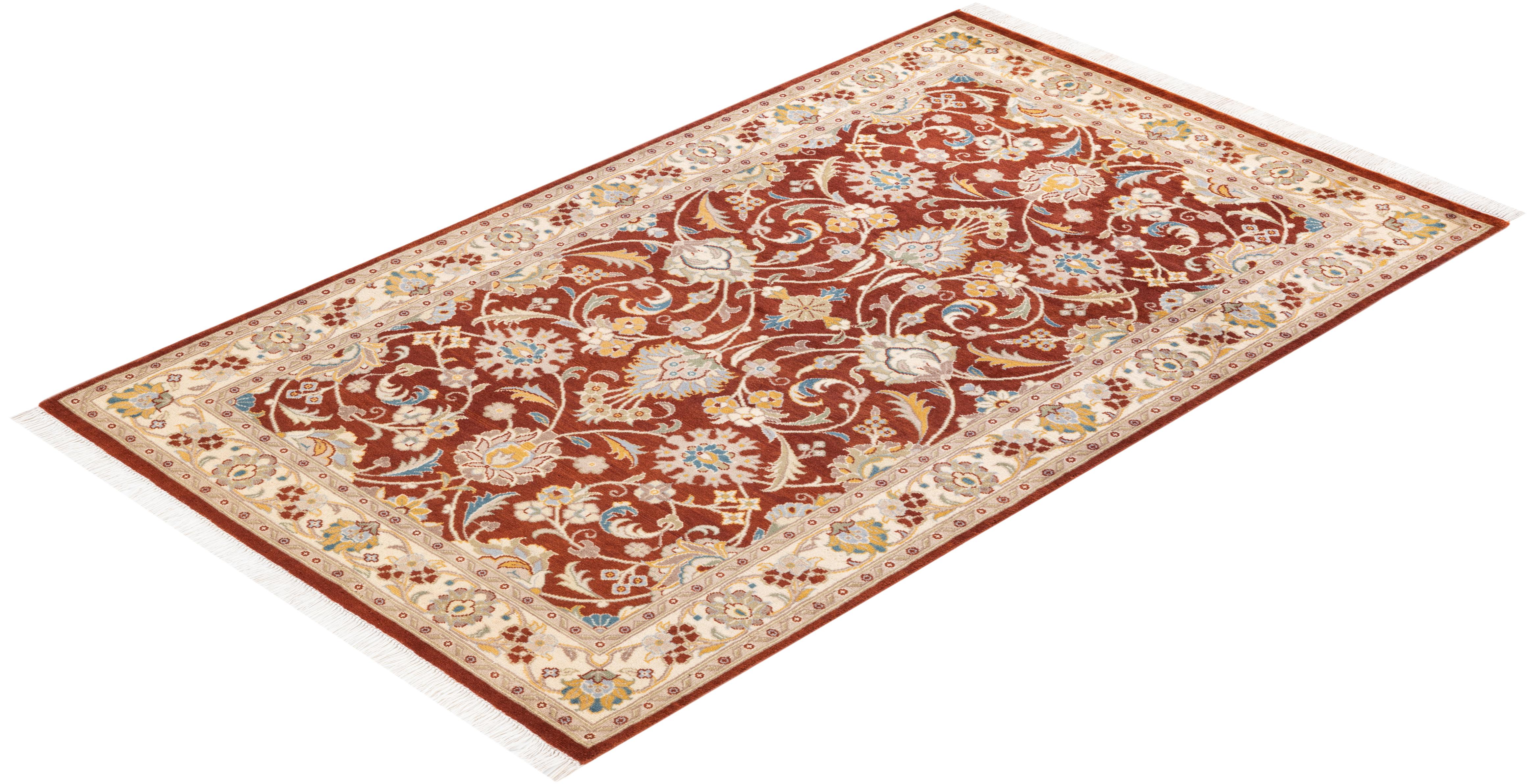 Tappeto d'area arancione Oriental Mogul, unico nel suo genere, annodato a mano in vendita 2