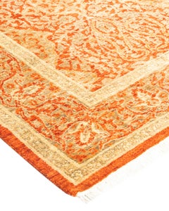 One-of-a-kind Hand Knotted Oriental Mogul Orange Area Rug