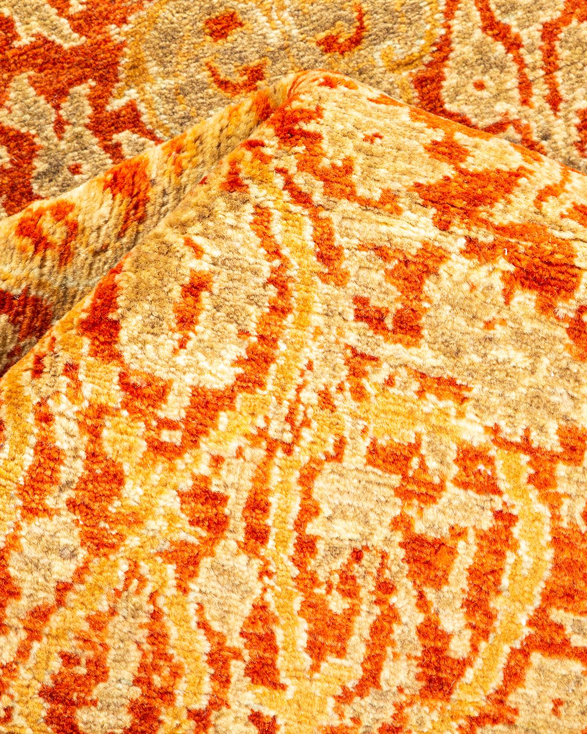 One-of-a-kind Hand Knotted Oriental Mogul Orange Area Rug For Sale 1