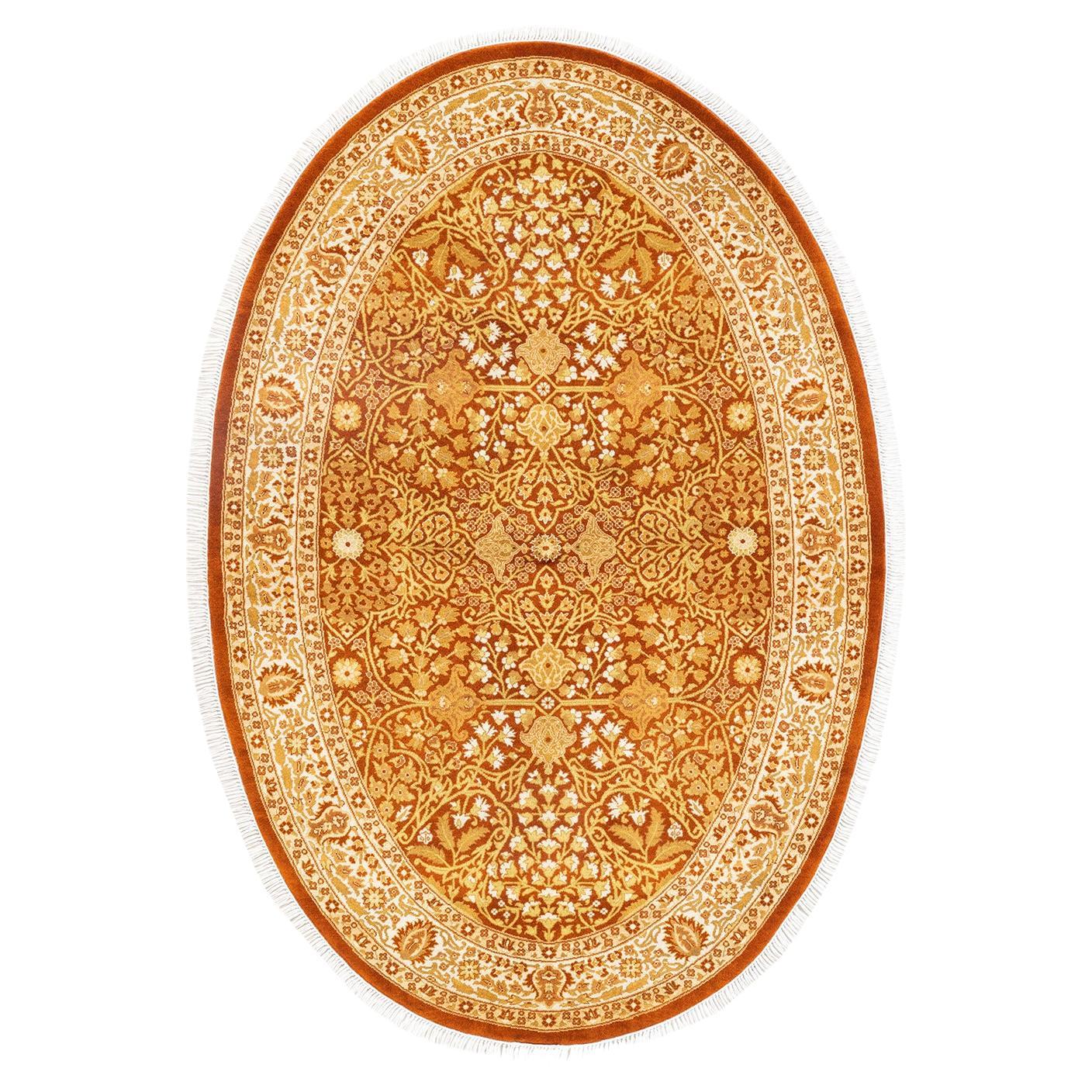 OneOfAKind Hand Knotted Oriental Mogul Orange Area Rug 3' 1" x 5' 6