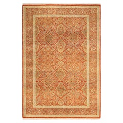 One-Of-A-Kind Hand Knotted Oriental Mogul Orange Area Rug