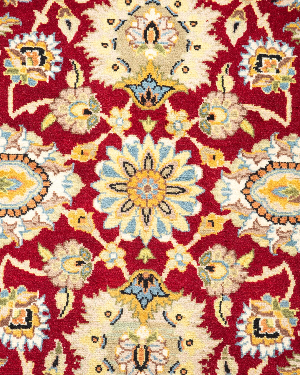Pakistani One-Of-A-Kind Hand Knotted Oriental Mogul Orange Area Rug For Sale