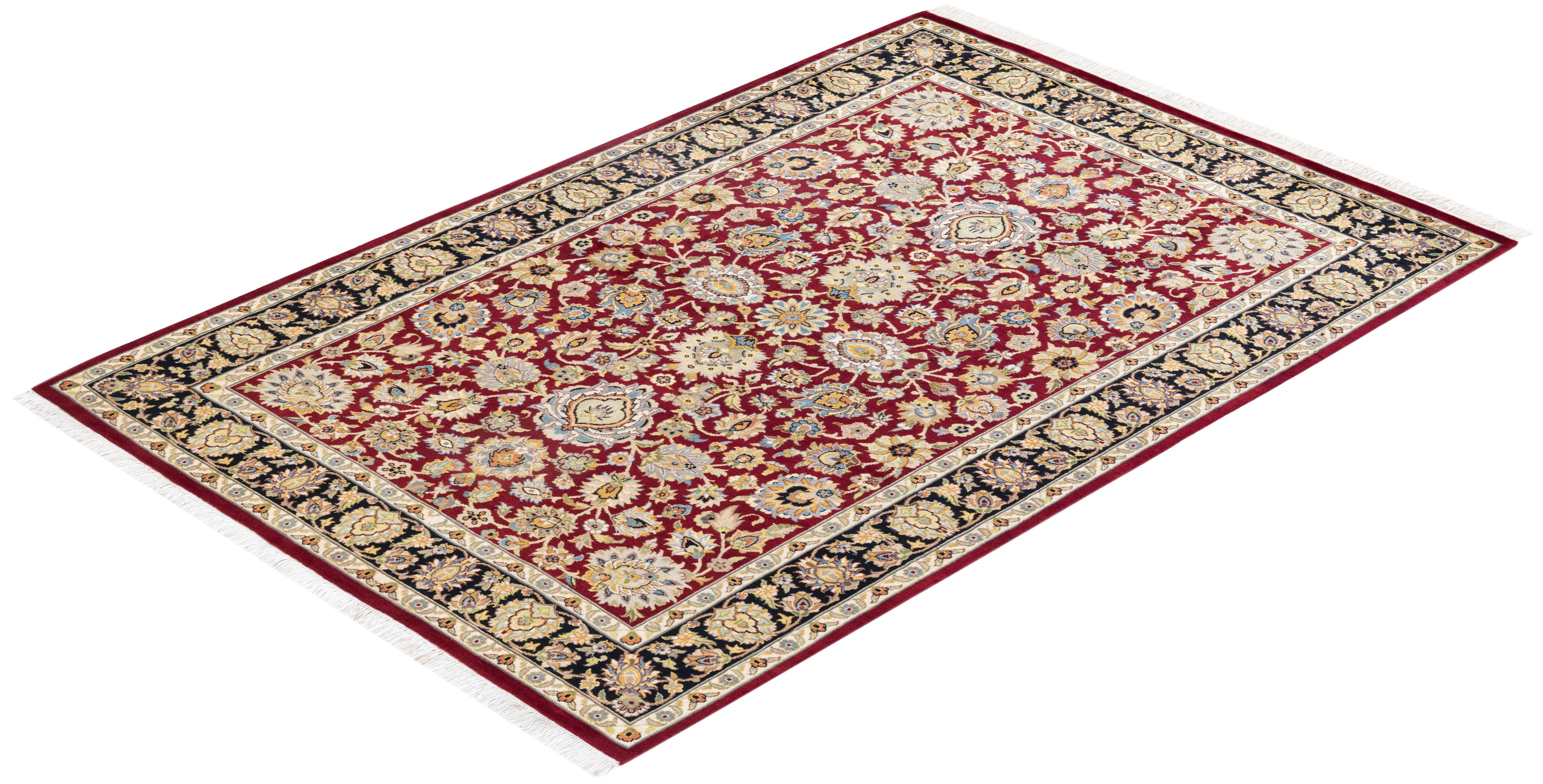 One-Of-A-Kind Hand Knotted Oriental Mogul Orange Area Rug For Sale 2