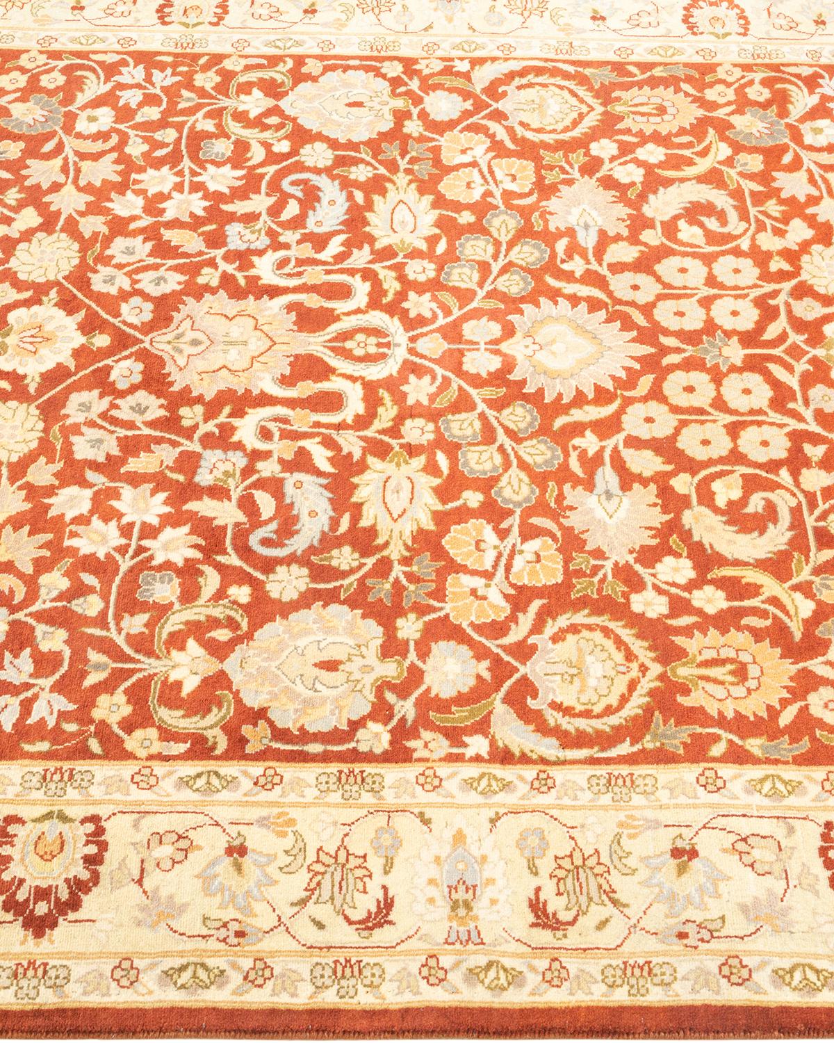 One-of-a-Kind Hand Knotted Oriental Mogul Orange Area Rug In New Condition For Sale In Norwalk, CT