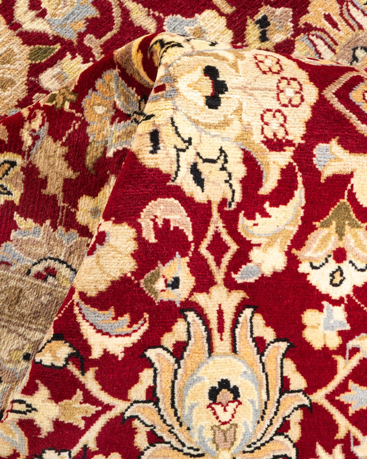 Handgeknüpfter, orangefarbener Oriental Mogul Teppich, Unikat im Angebot 1