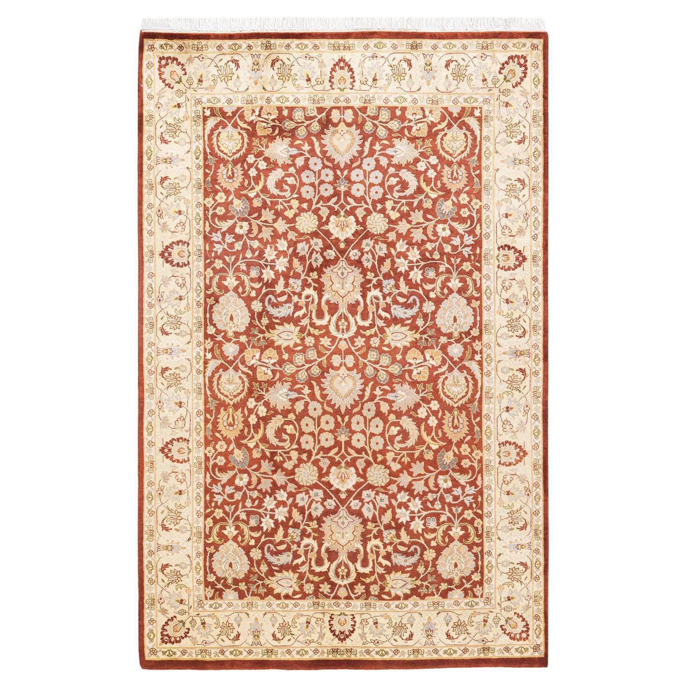 One-of-a-Kind Hand Knotted Oriental Mogul Orange Area Rug