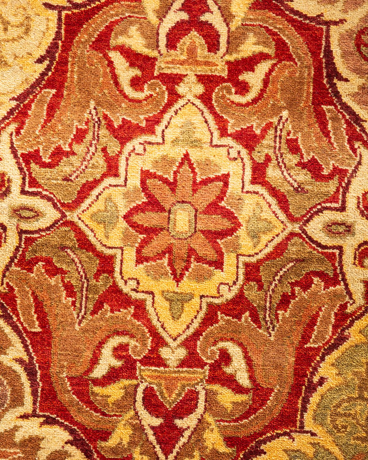 Handgeknüpfter, orangefarbener Oriental Mogul Teppich, Unikat (Pakistanisch) im Angebot