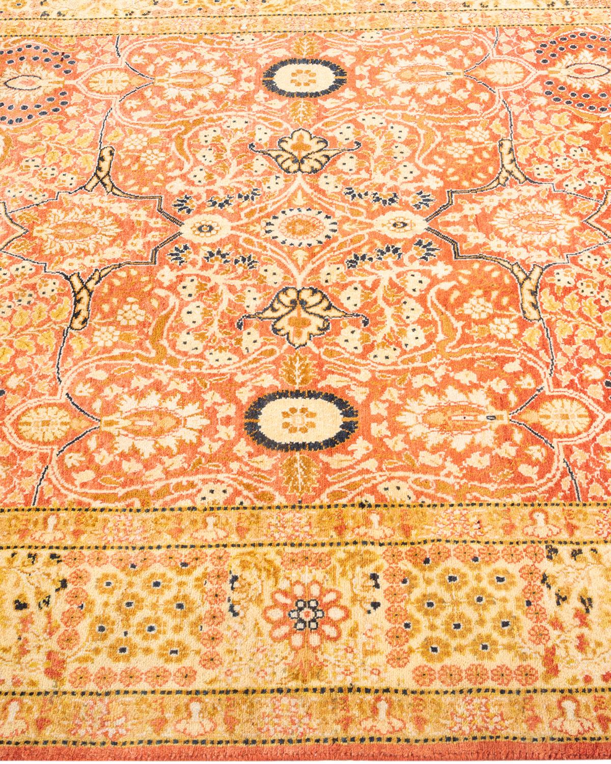 One-Of-A-Kind Hand Knotted Oriental Mogul Orange Area Rug In New Condition For Sale In Norwalk, CT