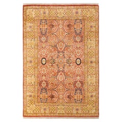 One-Of-A-Kind Hand Knotted Oriental Mogul Orange Area Rug