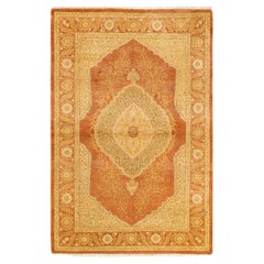 One-Of-A-Kind Hand Knotted Oriental Mogul Orange Area Rug 4' 2" x 6' 2"