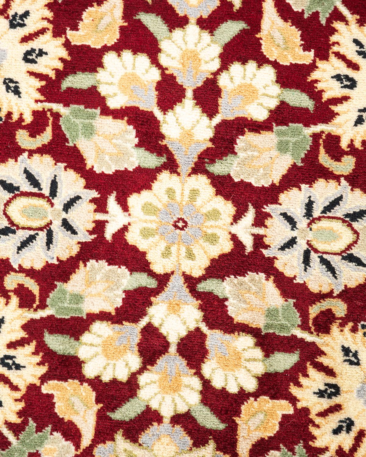 Pakistani One-Of-A-Kind Hand Knotted Oriental Mogul Orange Area Rug For Sale