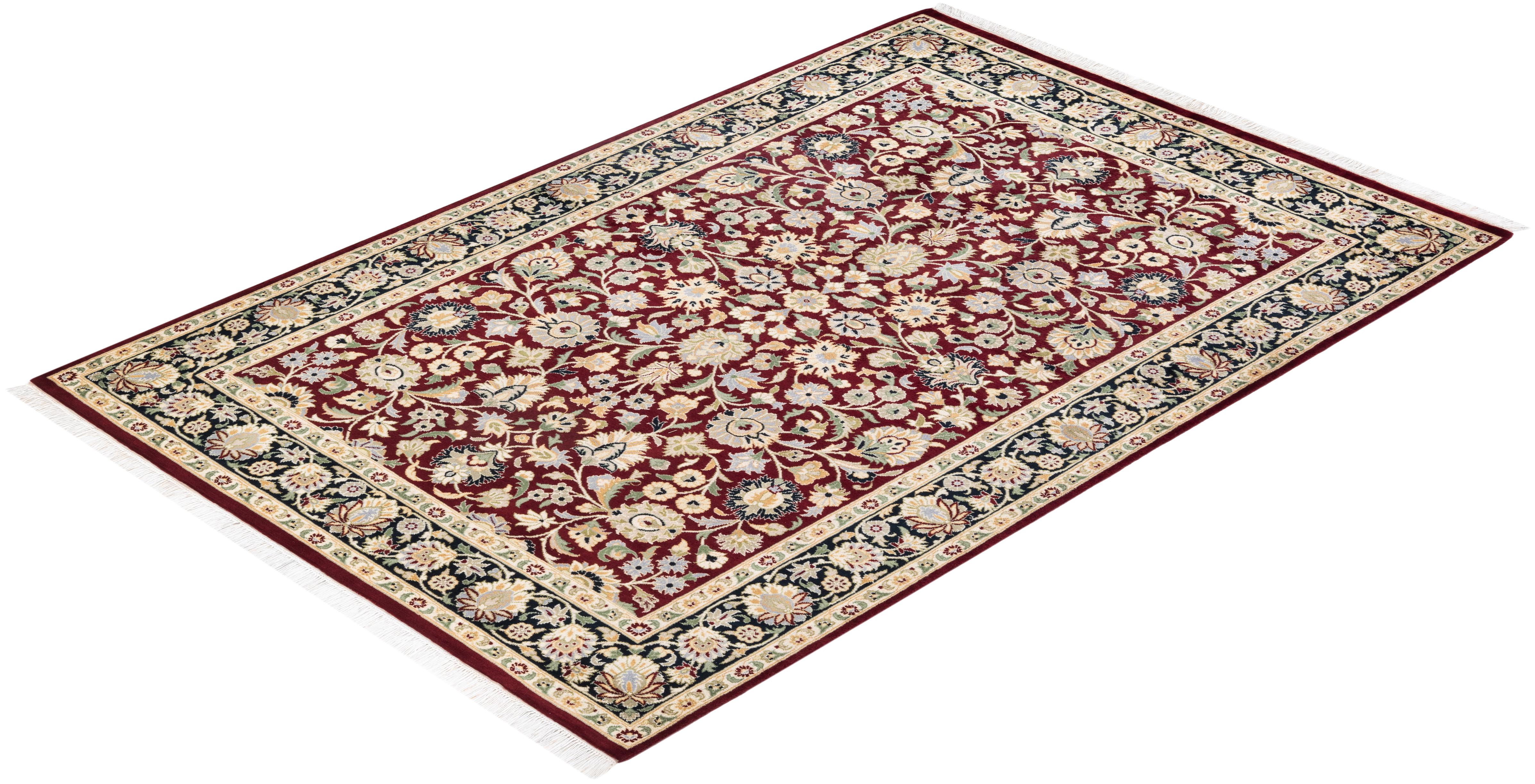 One-Of-A-Kind Hand Knotted Oriental Mogul Orange Area Rug For Sale 2