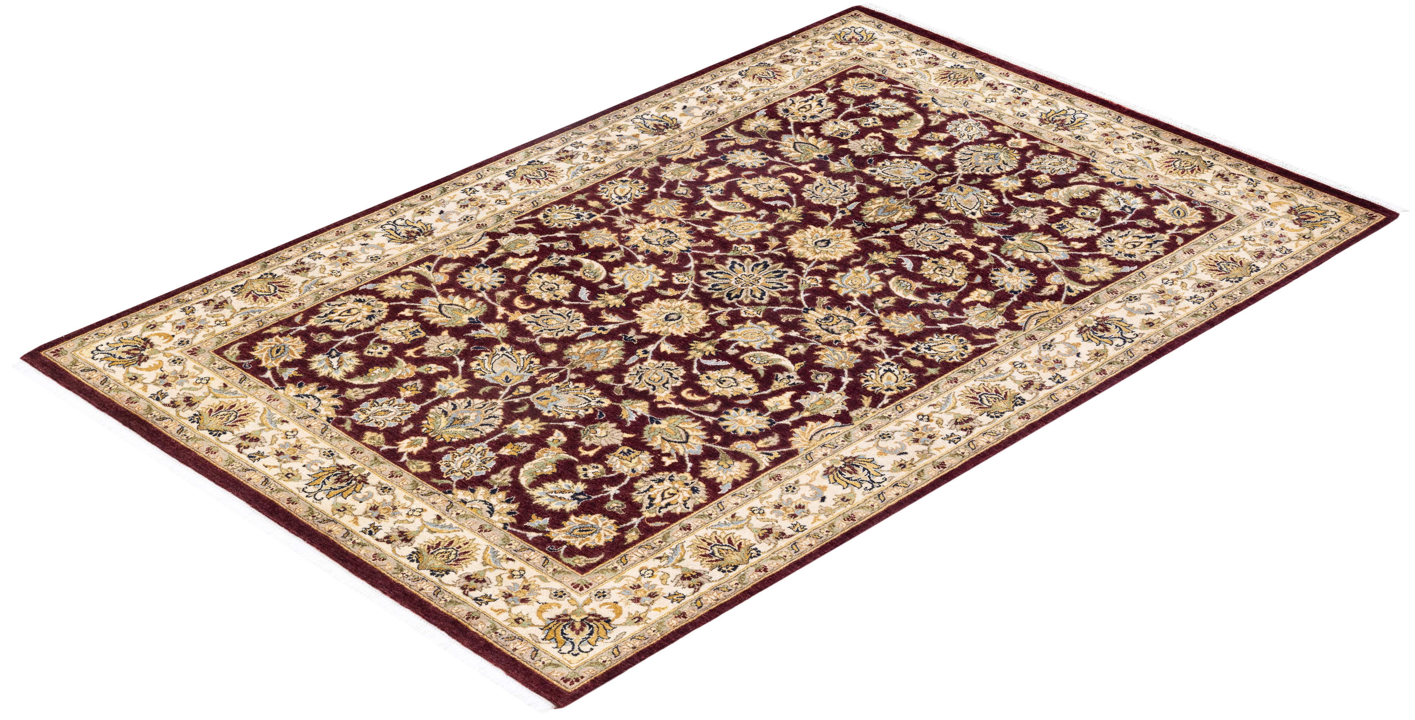 Tapis Oriental Mogul orange noué à la main - Exemplaire unique en vente 2