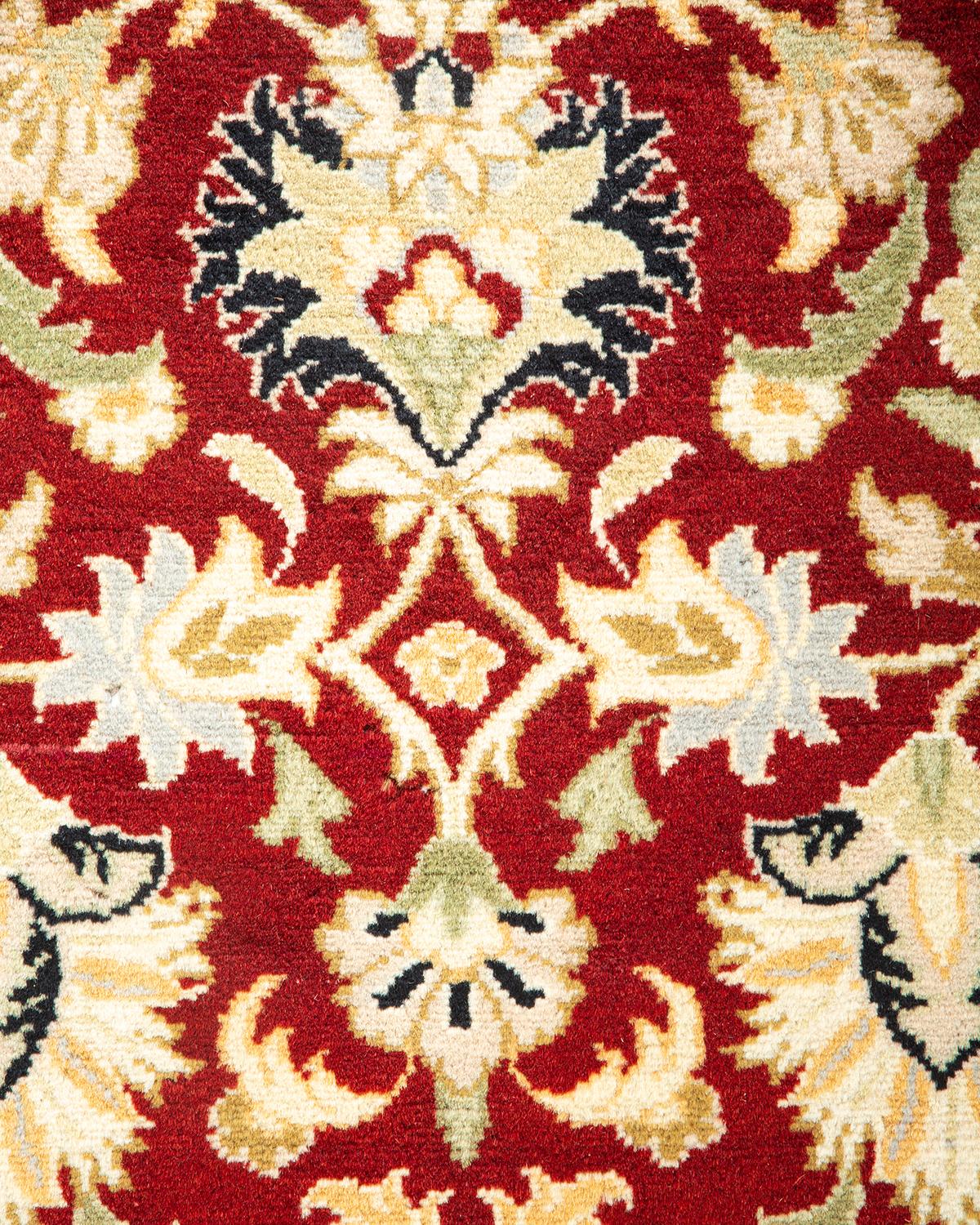 Pakistani One-of-a-kind Hand Knotted Oriental Mogul Orange Area Rug For Sale