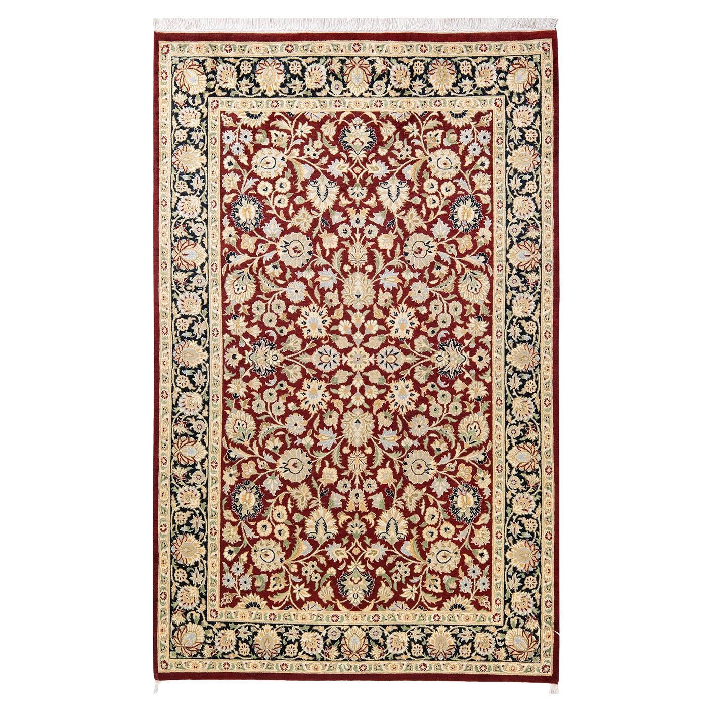 One-of-a-kind Hand Knotted Oriental Mogul Orange Area Rug For Sale