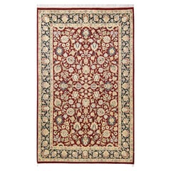 Handgeknüpfter orientalischer Mogul-Teppich in Orange, Unikat