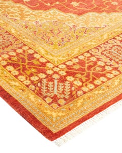 One-Of-A-Kind Hand Knotted Oriental Mogul Orange Area Rug 4' 8" x 7' 1"
