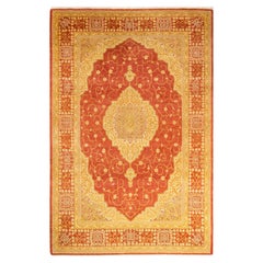 One-Of-A-Kind Hand Knotted Oriental Mogul Orange Area Rug 4' 8" x 7' 1"