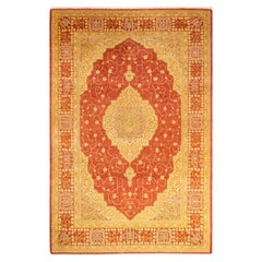 One-Of-A-Kind Hand Knotted Oriental Mogul Orange Area Rug 4' 8" x 7' 1"