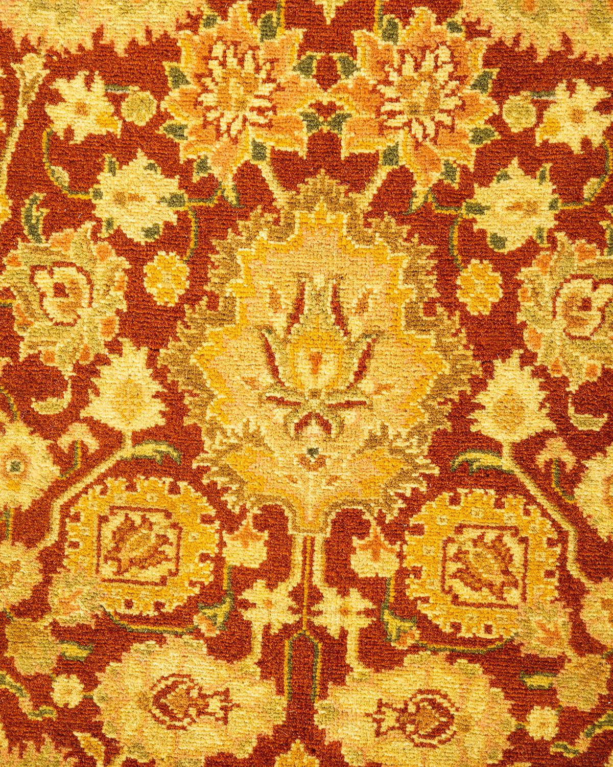 Pakistani One-of-a-Kind Hand Knotted Oriental Mogul Orange Area Rug For Sale