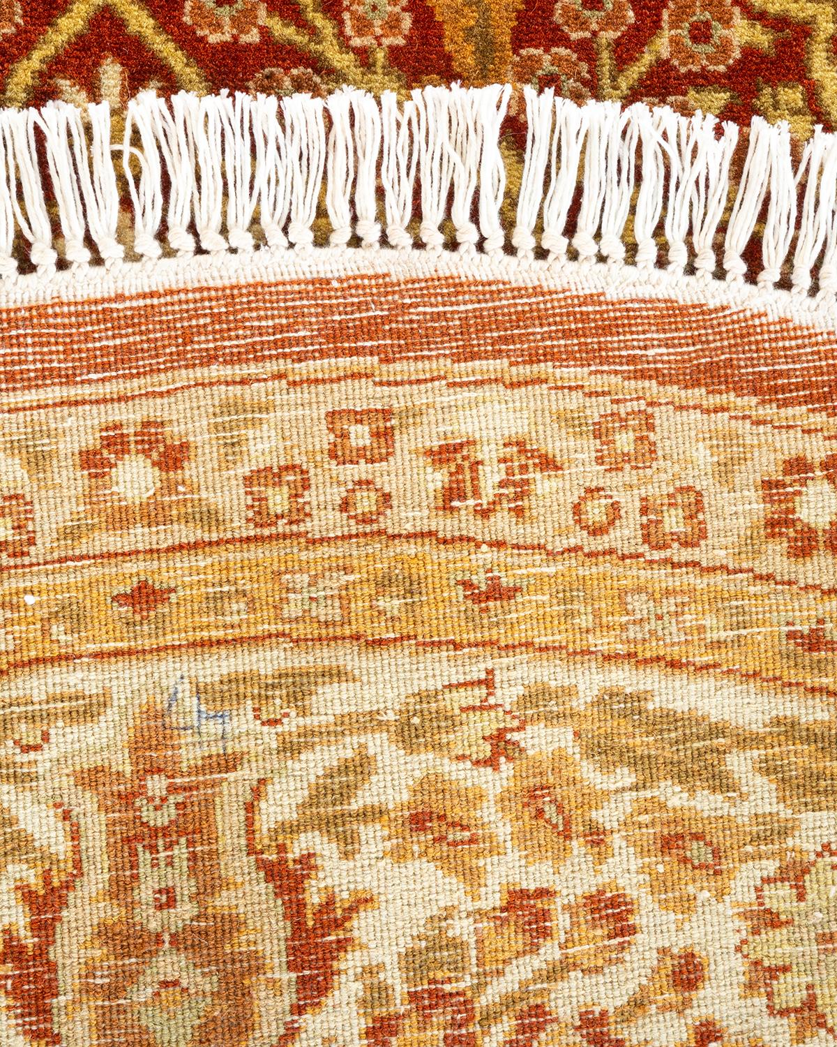 Handgeknüpfter orientalischer Mogul-Teppich in Orange, Unikat (21. Jahrhundert und zeitgenössisch) im Angebot