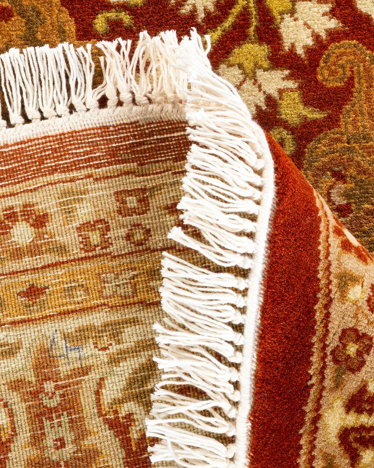 Handgeknüpfter orientalischer Mogul-Teppich in Orange, Unikat (Wolle) im Angebot