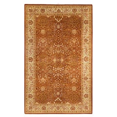 Handgeknüpfter orientalischer Mogul-Teppich in Orange, 1,25 m x 2,25 m, Unikat