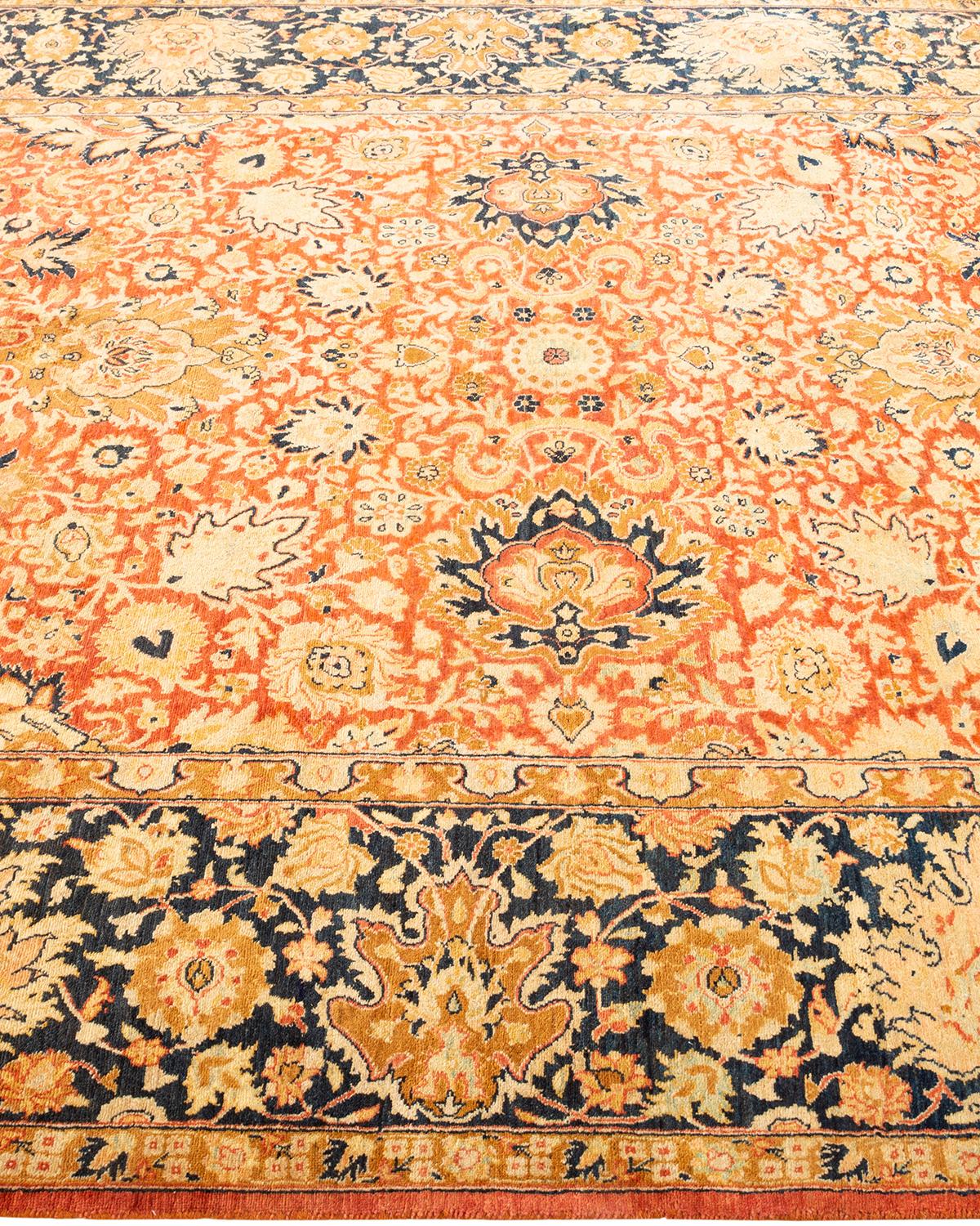 One-Of-A-Kind Hand Knotted Oriental Mogul Orange Area Rug In New Condition For Sale In Norwalk, CT